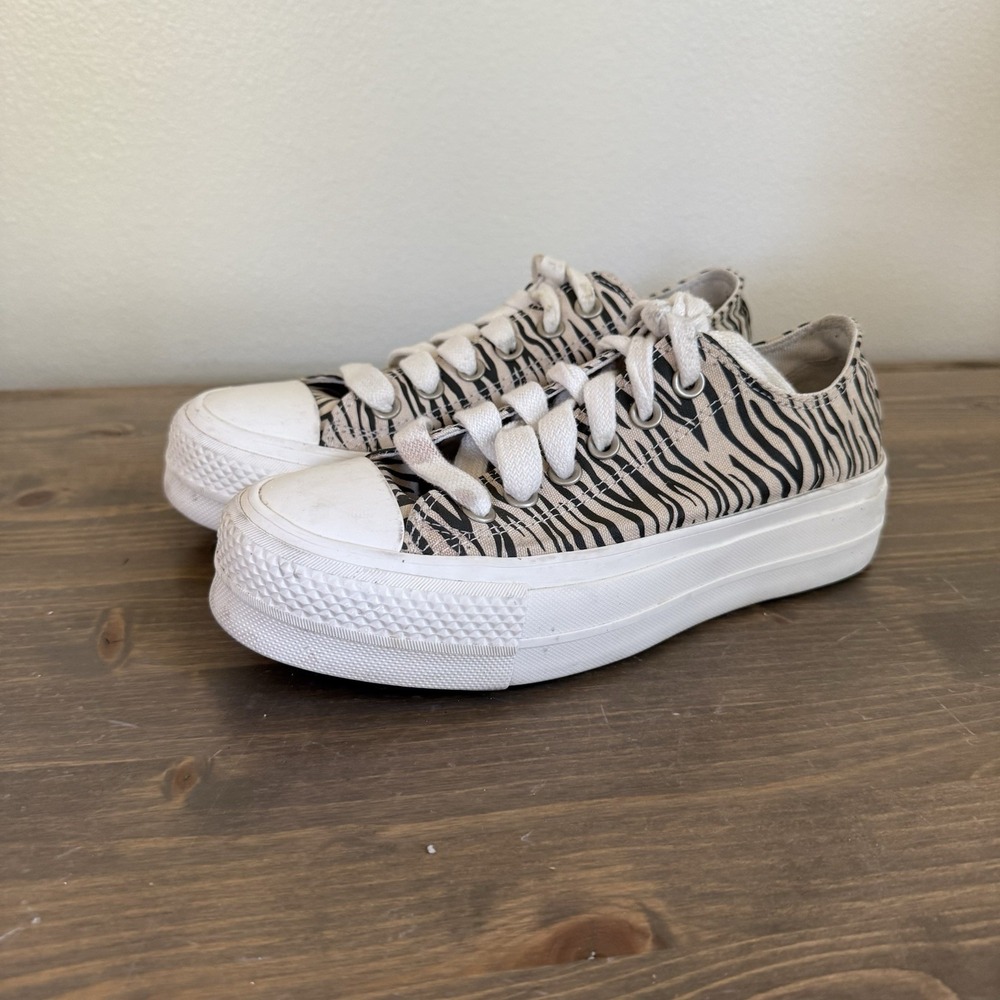 Converse Womens 6 Zebra Print Chuck Taylor All Star Platform Sneakers Shoes